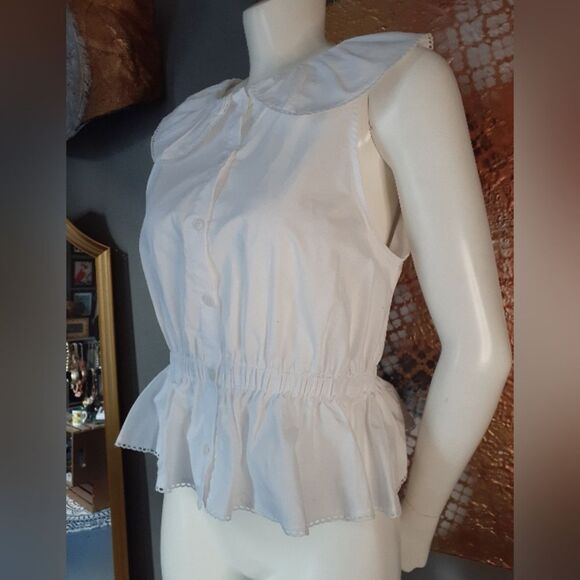 Zara Nwot 100% Cotton White Ruffled Women's Top - Picture 8 of 10